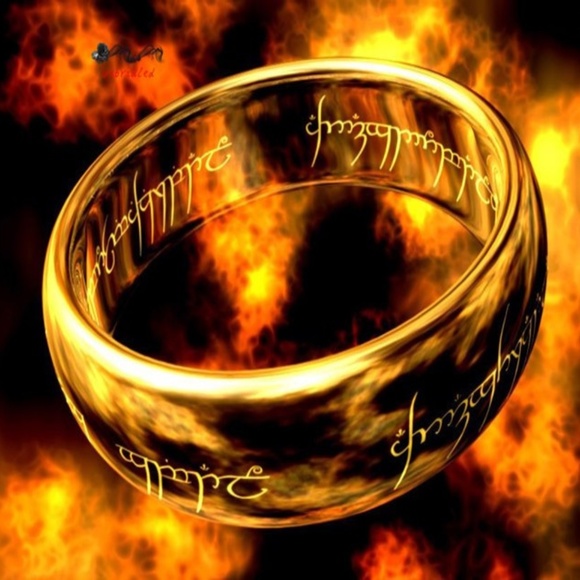 Lord of The Rings, Gold plated Stainless unisex Ring. Size 8 & 9 wide 8mm Band - Picture 1 of 7